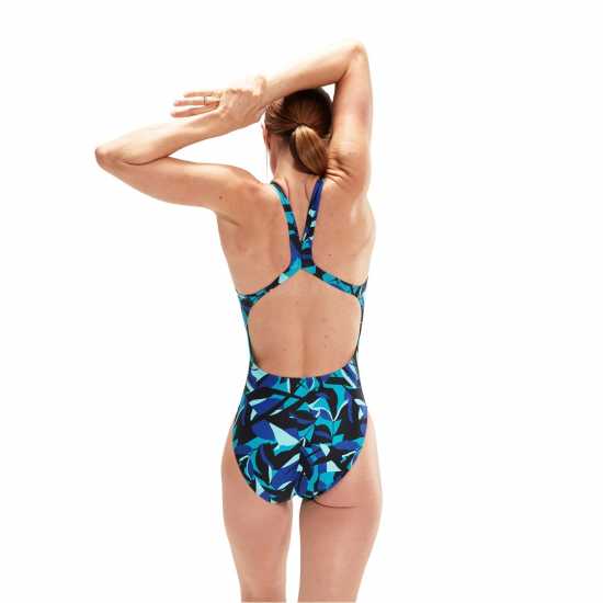 Speedo Allover Digital Powerback Swimsuit Womens  Дамски бански