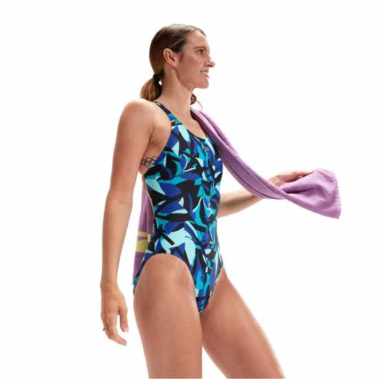 Speedo Allover Digital Powerback Swimsuit Womens  Дамски бански