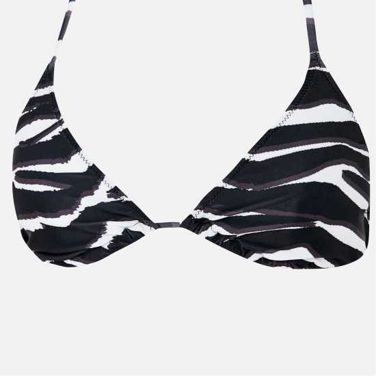 Zebra Print Triangle Tie Side Bikini Set  Бикини танкини шорти