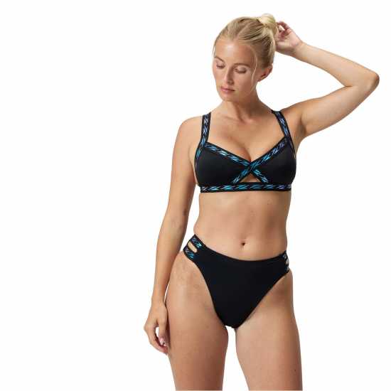 Дамски бански Speedo Solid Logo Elastic High Waist Bottom Спидо Черно Speedo Solid Logo Elastic High Waist Bottom Спидо Черно Дамски бански