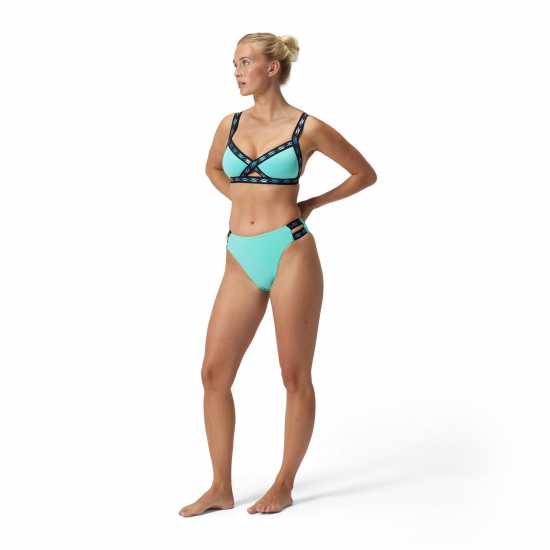 Дамски бански Speedo Solid Logo Elastic High Waist Bottom Арктическо стъкло Speedo Solid Logo Elastic High Waist Bottom Арктическо стъкло Дамски бански