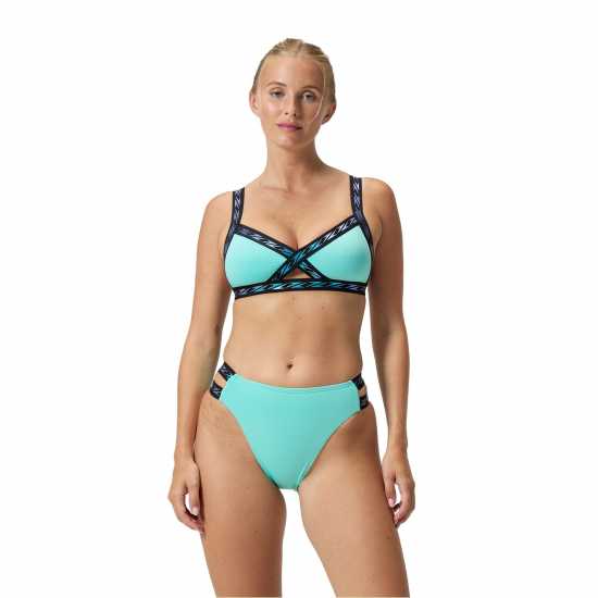 Дамски бански Speedo Solid Logo Elastic High Waist Bottom Арктическо стъкло Speedo Solid Logo Elastic High Waist Bottom Арктическо стъкло Дамски бански