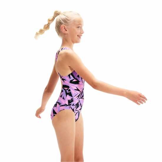 Speedo Hyper Boom Medalist Swimsuit Junior Navy/Lilac Детски бански и бикини