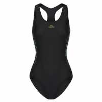 Slazenger Pl Racerback Womens Черно/Зелено Дамски бански