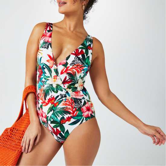 Biba Wrap Swimsuit Tropical Logo Holiday Essentials