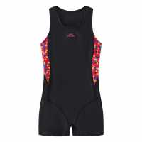 Slazenger Pl Boyleg Junior Girls Черно/Зелено Детски бански и бикини