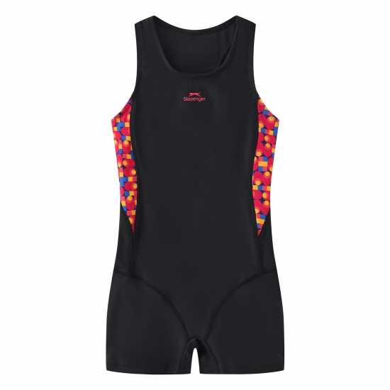 Slazenger Pl Boyleg Junior Girls Черно/Зелено Детски бански и бикини