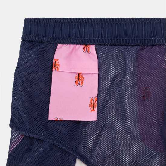 Hot Tuna Men's Above The Knee 2 Pockets Swim Shorts Pink SM Logo 