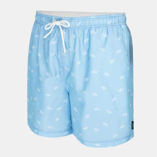 Hot Tuna Men's Above The Knee 2 Pockets Swim Shorts Blue Sml Logo 