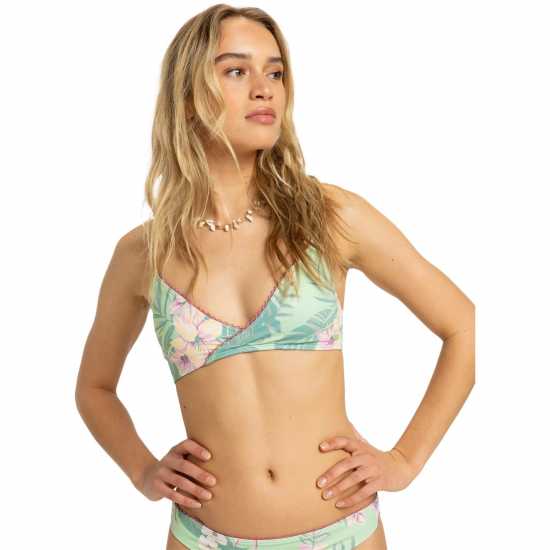 Roxy Sun Protection Tri-Fold Bikini Tops Зелено/Кафяво 
