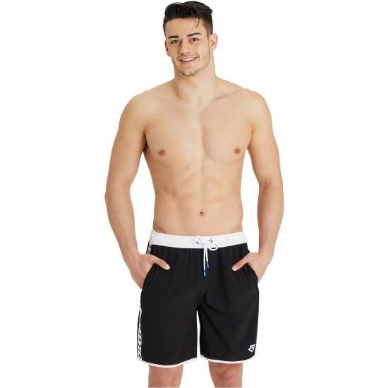 Arena Unisex Bermuda Team Stripe Black White 