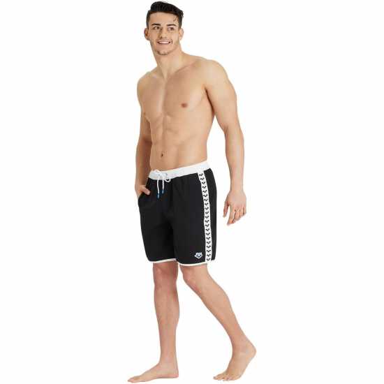 Arena Unisex Bermuda Team Stripe Black White 