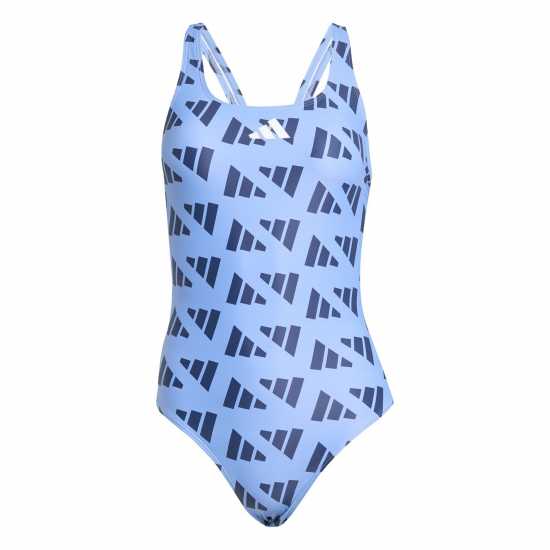 Adidas Logo Graphic V-Back Swimsuit Blue Fusison Дамски бански