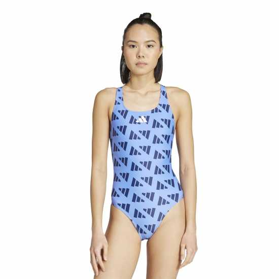 Adidas Logo Graphic V-Back Swimsuit Blue Fusison Дамски бански