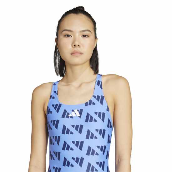 Adidas Logo Graphic V-Back Swimsuit Blue Fusison Дамски бански