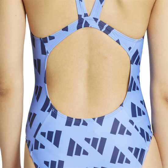 Adidas Logo Graphic V-Back Swimsuit Blue Fusison Дамски бански