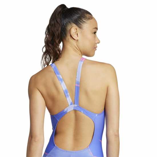 Adidas Tie-Dyed Graphic V-Back Swimsuit Womens Синьо/Бяло Дамски бански