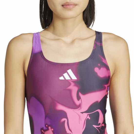 Adidas Tie-Dyed Graphic V-Back Swimsuit Womens Aurora Ivy Дамски бански
