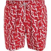 Calvin Klein Monogram Swim Shorts Red AOP 0GM Мъжки къси панталони