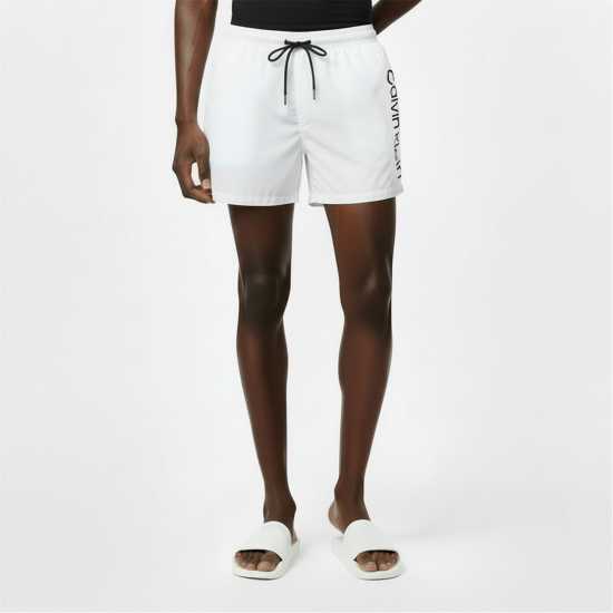 Calvin Klein Large Logo Swim Shorts White 26 Calvin Klein Large Logo Swim Shorts