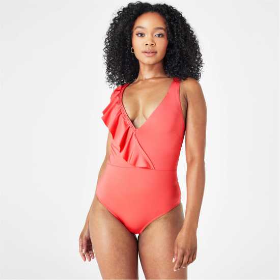 Biba Ruffle Swimsuit Coral Holiday Essentials