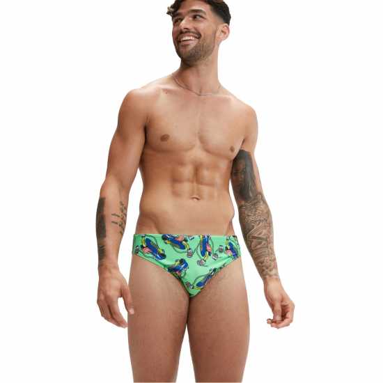 Speedo Escape 5Cm Brief Mens Зелено/Тъмно синьо Мъжки плувни шорти и клинове