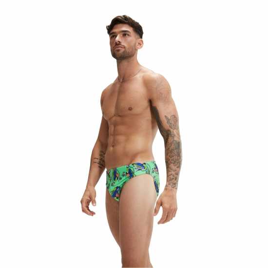 Speedo Escape 5Cm Brief Mens Зелено/Тъмно синьо Мъжки плувни шорти и клинове