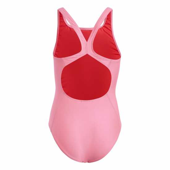 Adidas Детски Плувен Костюм 3 Bar Swim Suit Junior Розово/Бяло Детски бански и бикини