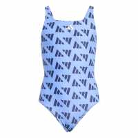 Adidas Logo Graphic V-Back Swimsuit Juniors Blue Детски бански и бикини