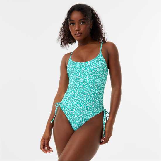 Jack Wills Ruched Side Swimsuit Зелено Дитси 