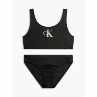 Calvin Klein Girls Monogram Bralette Bikini Set Black Holiday Essentials