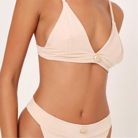 Bikini Top With Gold Button Detail  - Дамски бански