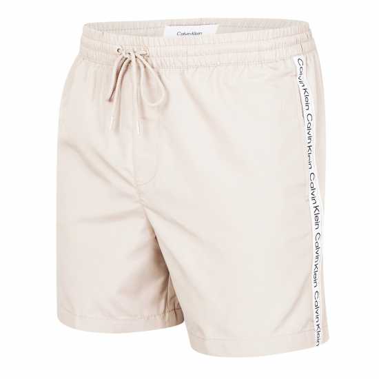 Calvin Klein Мъжки Плувни Шорти Medium Tape Swim Shorts Mens Beige Мъжки къси панталони