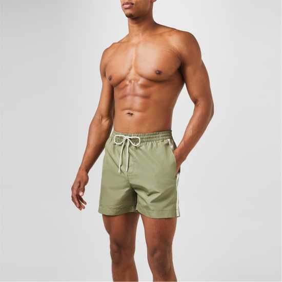 Calvin Klein Мъжки Плувни Шорти Medium Tape Swim Shorts Mens Delta Green MSS Мъжки къси панталони