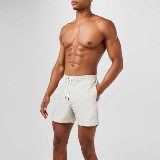 Calvin Klein Мъжки Плувни Шорти Medium Tape Swim Shorts Mens Stony Beige ACE Мъжки къси панталони