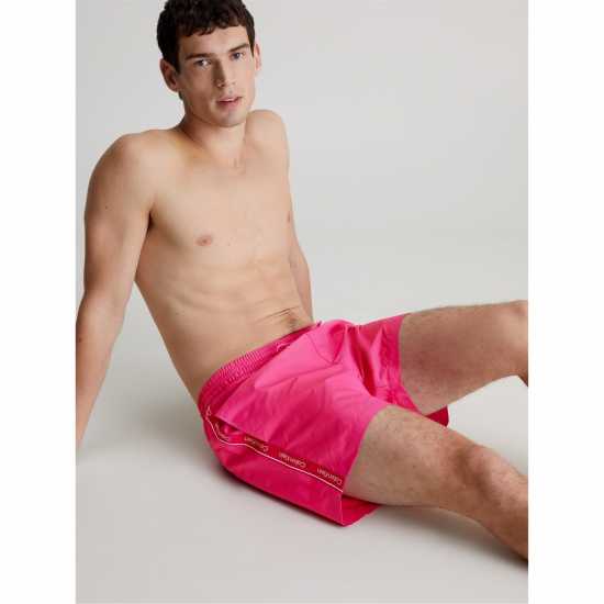 Calvin Klein Мъжки Плувни Шорти Medium Tape Swim Shorts Mens Fuchsia T9Z Мъжки къси панталони