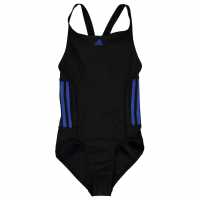 Adidas Бански Костюм Момиче Three Stripe Swimsuit Junior Girls Cyan/White Детски бански и бикини