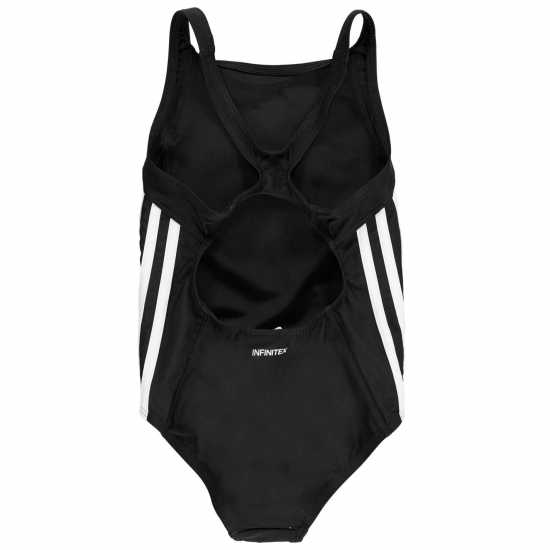 Adidas Бански Костюм Момиче Three Stripe Swimsuit Junior Girls Черно / Бяло Детски бански и бикини