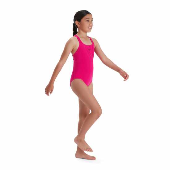 Speedo Girls Endurance Plus Medalist  Swimsuit Electric Pink Детски бански и бикини