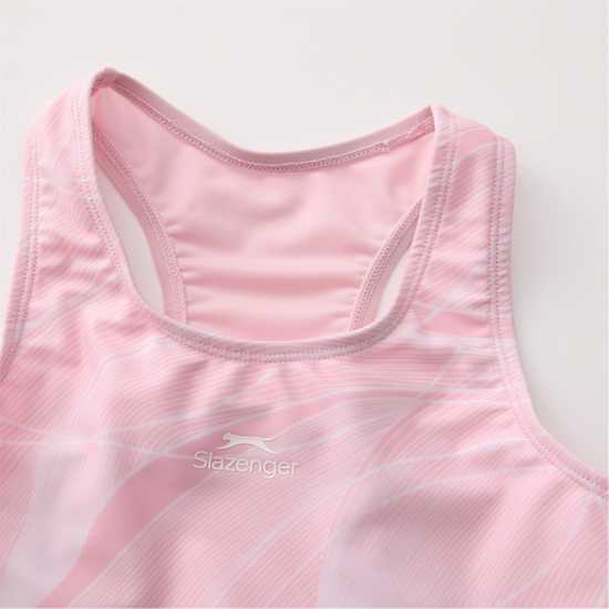 Slazenger Бански Костюм Момичета Boyleg Swimming Suit Junior Girls Розово/Бяло Детски бански и бикини
