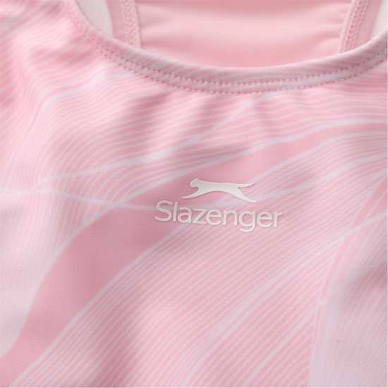 Slazenger Бански Костюм Момичета Boyleg Swimming Suit Junior Girls Розово/Бяло Детски бански и бикини