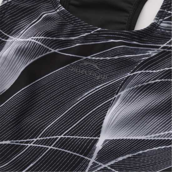 Slazenger Бански Костюм Момичета Lycra® Xtra Life™ Boyleg Swimming Suit Junior Girls Черно/Сиво Детски бански и бикини