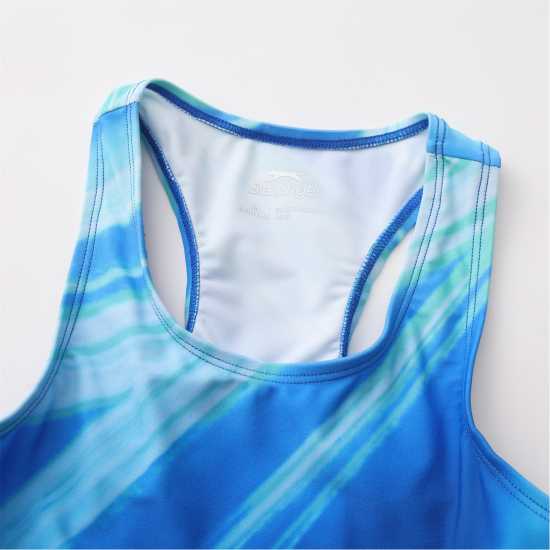Slazenger Плувен Костюм Момичета Lycra® Xtra Life™ Racer Back Swimsuit Girls Ripple 
