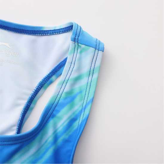 Slazenger Плувен Костюм Момичета Lycra® Xtra Life™ Racer Back Swimsuit Girls Ripple 