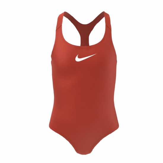 Nike Бански Костюм Момиче Swoosh Swimsuit Junior Girls Picante Red Детски бански и бикини