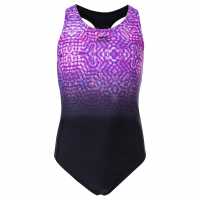 Slazenger Бански Костюм Момиче Sport Back Swimsuit Junior Girls Purple/Black Детски бански и бикини