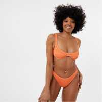 Jack Wills Crinkle Tanga Bikini Bottom Orange Дамско облекло плюс размер