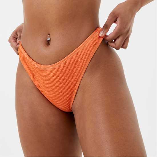 Jack Wills Crinkle Tanga Bikini Bottom Orange Дамско облекло плюс размер