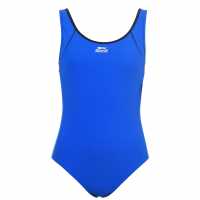 Slazenger Дамски Бански Костюм Basic Swimsuit Ladies Blue/Blk Дамски бански