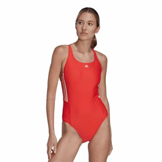 Adidas Classic 3-Stripes Swimsuit Womens Bright Red/Wht - Дамски бански